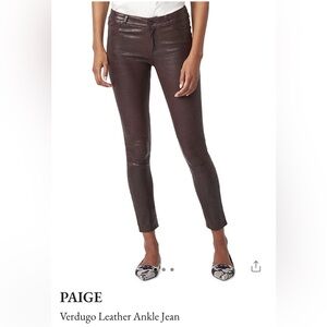 NWT PAIGE Vertigo Leather Ankle Jean SZ: 24